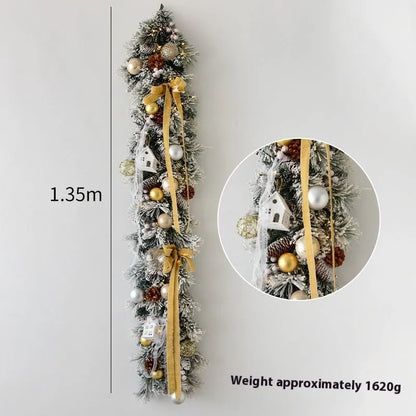 135cm European Style rattan Christmas wall hanging decoration in golden red, leaf golden, or rose pink colour variations