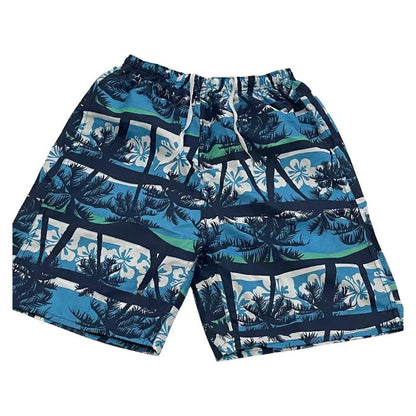 Men's floral patterned swim shorts with five-point cut design