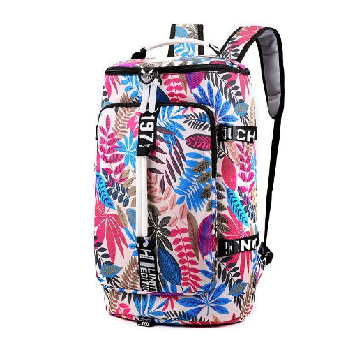 Black waterproof 3-in-1 convertible nylon backpack showing shoe compartment and combination lock.