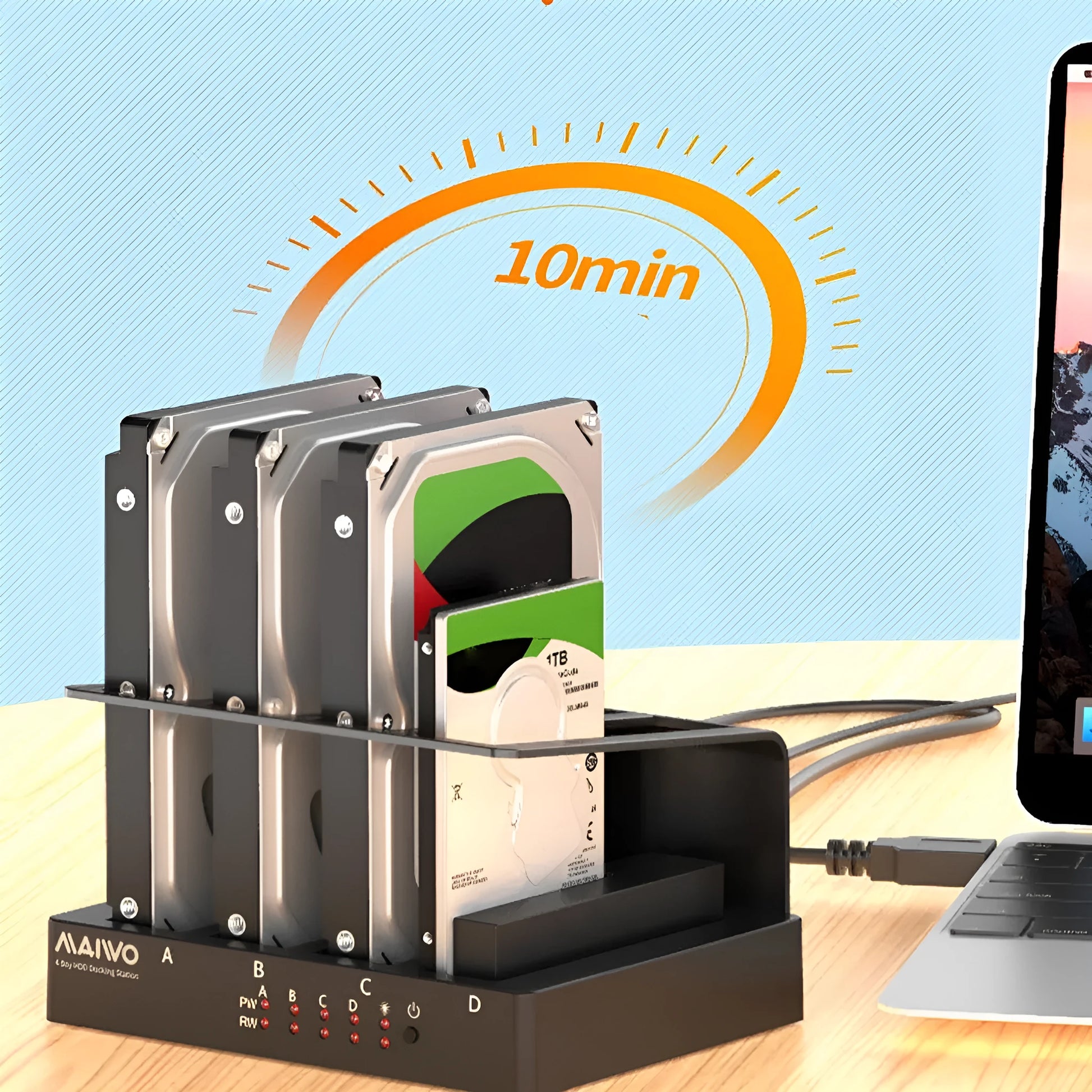 K305BU3S external 4-bay hard drive docking station for 2.5-inch SATA drives with USB 3.0 cable and power adapter