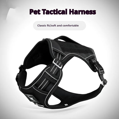 Tactical dog chest strap harness for search and rescue working dogs in Oxford cloth with adjustable sizing