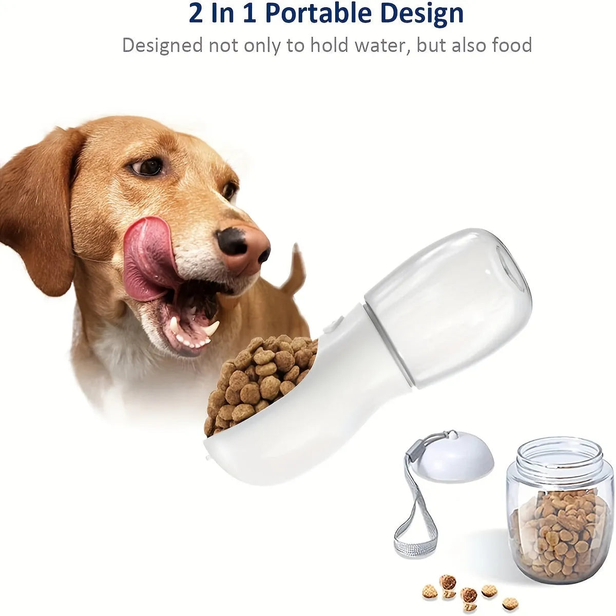 2 in 1 dog water bottle with food container in green, pink or white, 350ml or 550ml, leak proof portable pet dispenser
