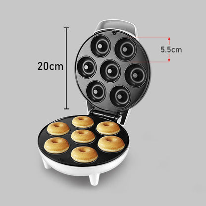 White donut maker machine with 23cm baking pan for homemade doughnuts and cakes