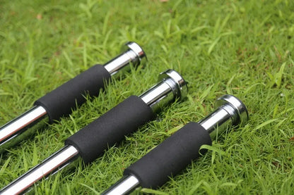 Adjustable steel pull-up bar extended to show 62-100cm length range for doorway or wall mounting