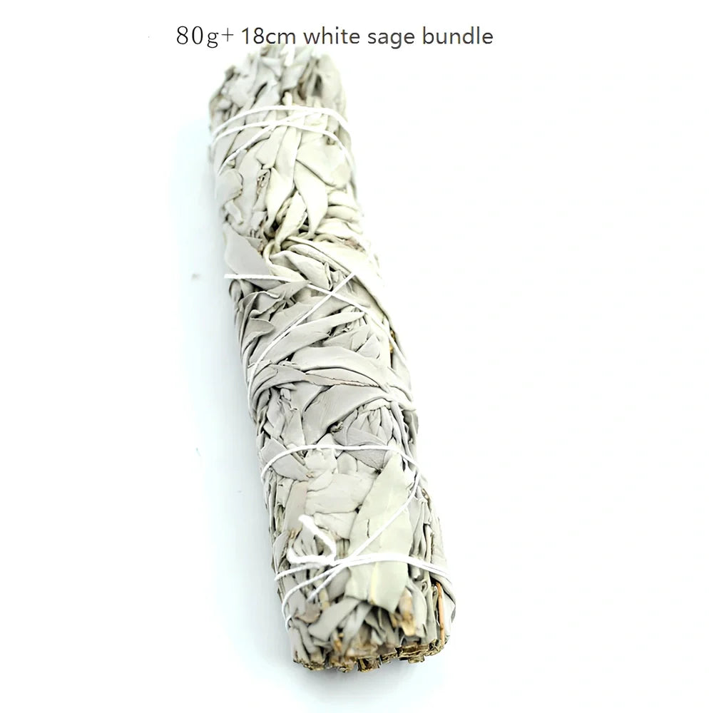 Natural white sage bundle measuring 18cm long with 3.5cm diameter for space purification