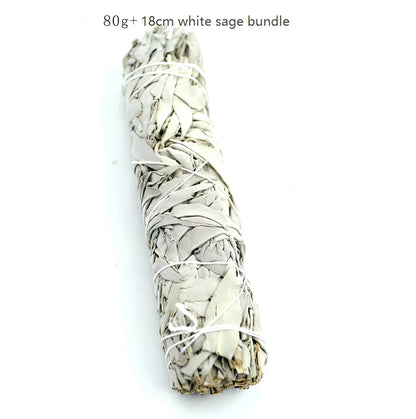Natural white sage bundle measuring 18cm long with 3.5cm diameter for space purification