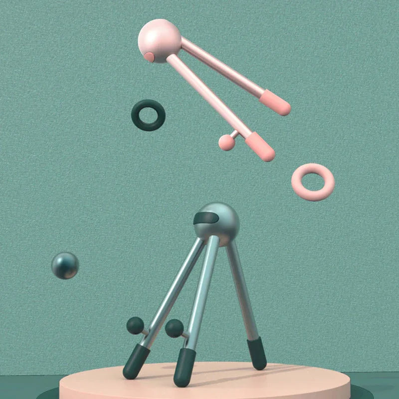 Adjustable desk stand in pink and green alien-inspired designs, featuring a mobile phone and tablet holder with 120-degree angle adjustment