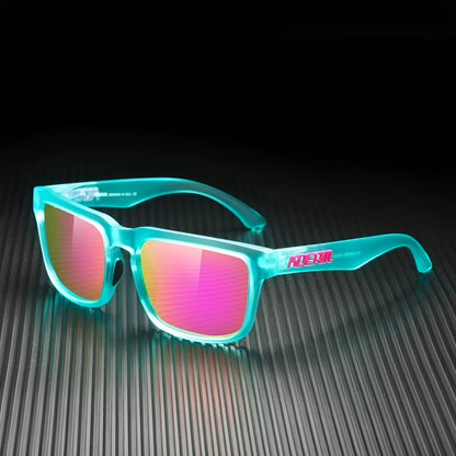 Square polarised sunglasses with TAC lenses and PC frames in multiple colour options.