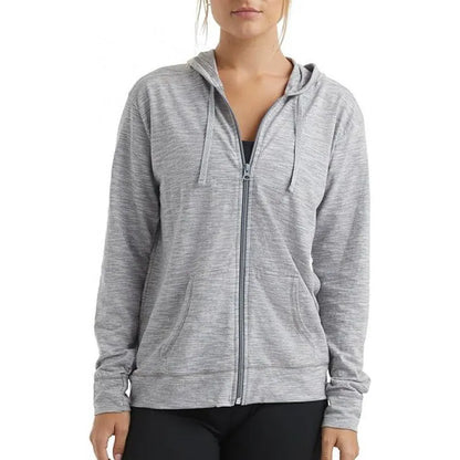 A loose fit solid colour hooded sweatshirt on a hanger, shown in one of six colour options.