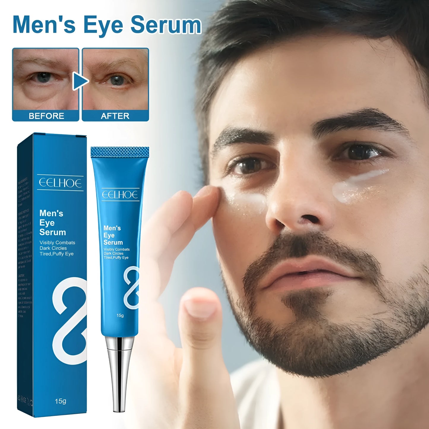 15g men's eye essence tube with hyaluronic acid for daily moisturising