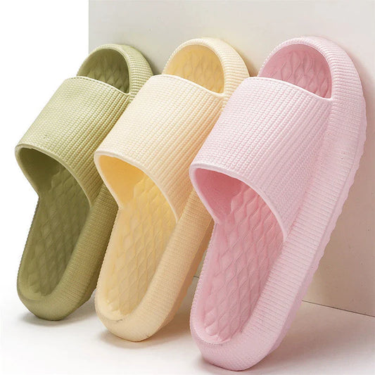Comfortable and stylish EVA flip flops in various colors with unique rhombus stripe design