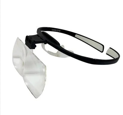 Head-mounted magnifying glass with adjustable nose pads for jewellery and electronic repair work