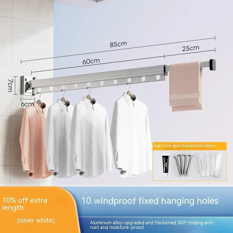 Aluminium suction cup folding clothes hanger with retractable drying rack