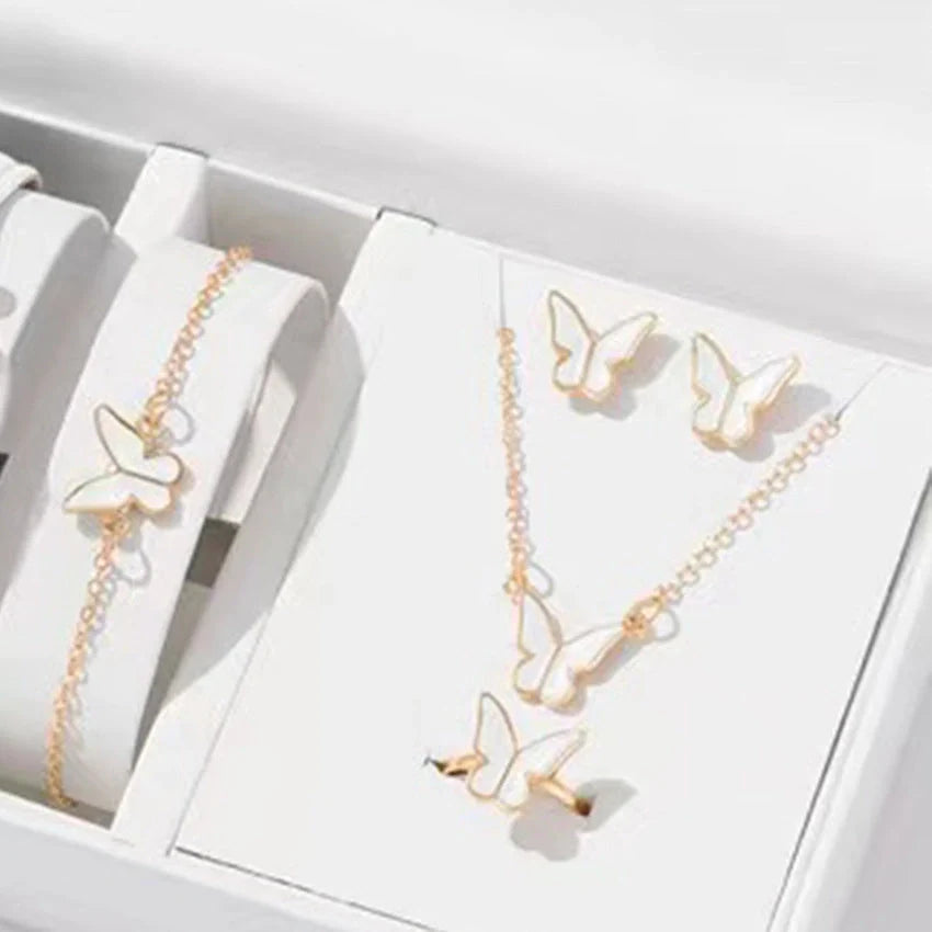 5PCS Fashion Butterfly Pendants Jewelry Set for Women in various colours