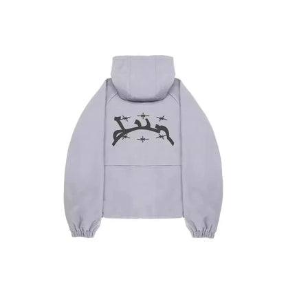 British style grey hooded sunscreen jacket for middle-aged men with loose fit design