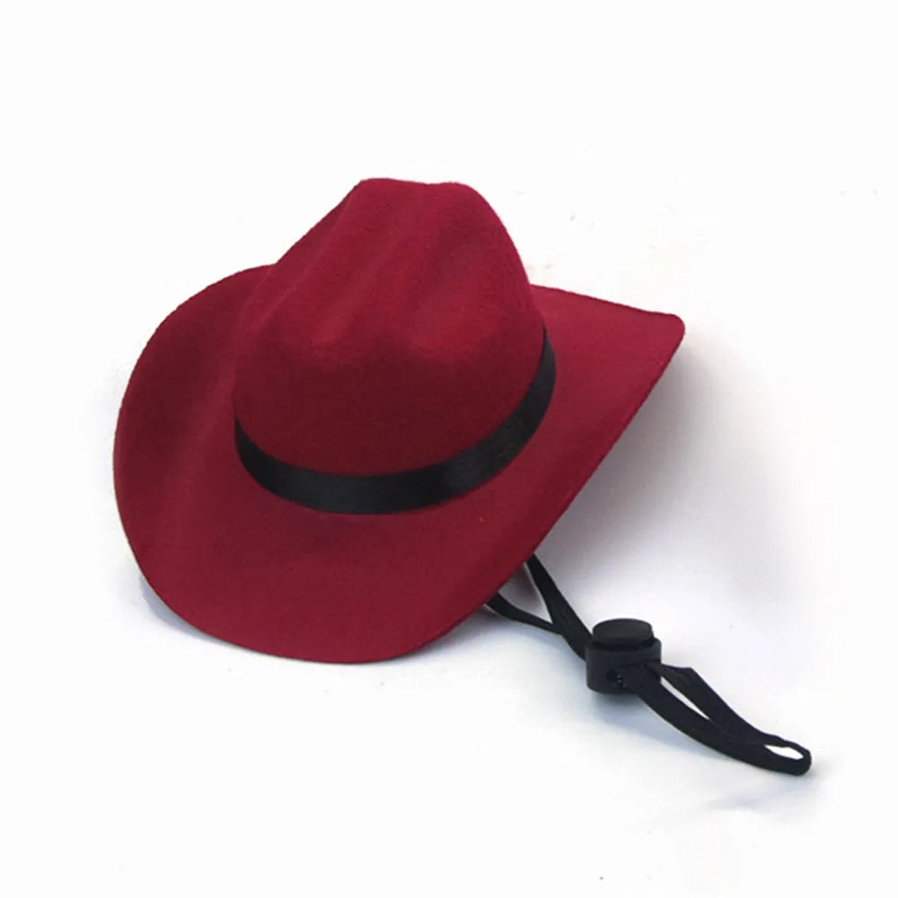 Adjustable cowboy hat for dogs in black, brown, burgundy or coffee colours