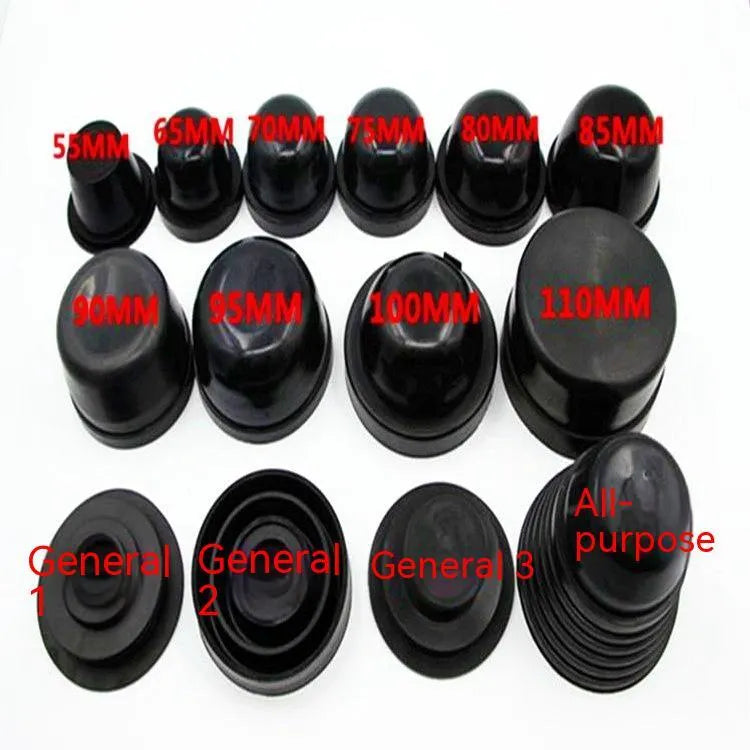 Black silicone 90mm diameter car LED headlight rear dust cover for General Motors vehicles.