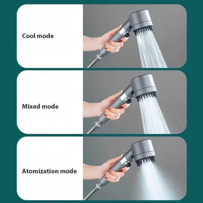 Premium multi-function shower head with rainfall and massage modes, made of durable ABS material and featuring a built-in water filter.