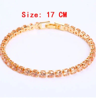 Cubic Zirconia Tennis Bracelet with AAA+ stones and copper box chain in various colours