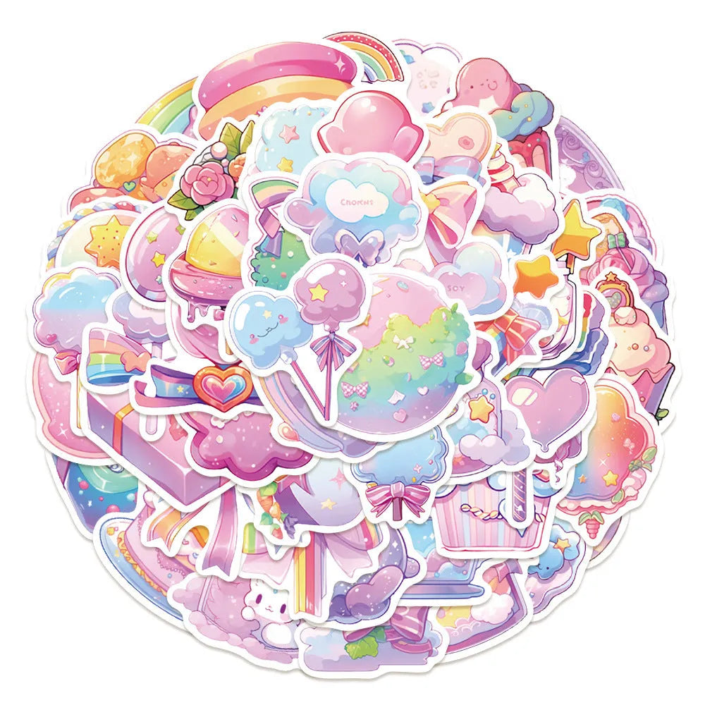 Candy small items waterproof stickers in fresh colours, 4-7cm size, for hand account and written decoration