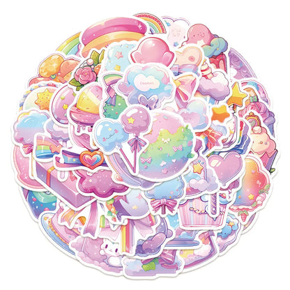 Candy small items waterproof stickers in fresh colours, 4-7cm size, for hand account and written decoration