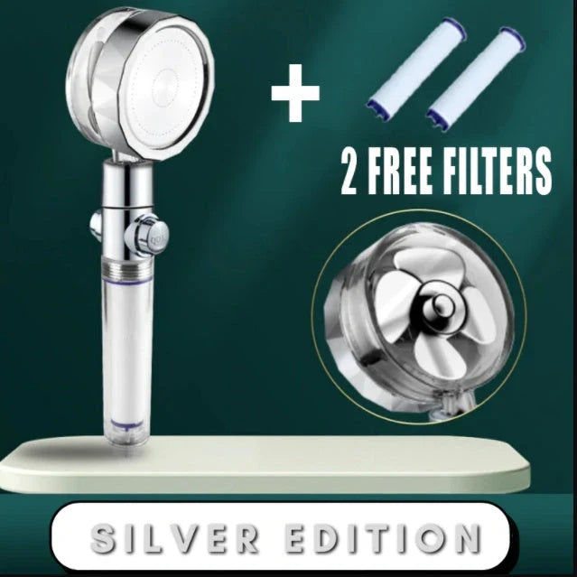 360° Rotating Shower Head with Built-In Fan - Premium ABS Plastic Construction, Water-Saving High-Pressure Spray