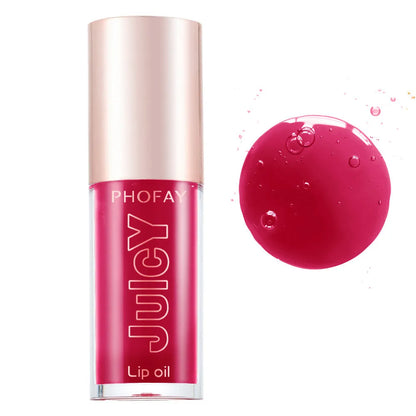 PHOFAY Juicy Lip Oil bottle with doe-foot applicator in non-sticky formula
