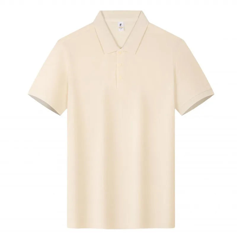 Loose fit short sleeve cotton lapel polo work shirt in multiple colour options