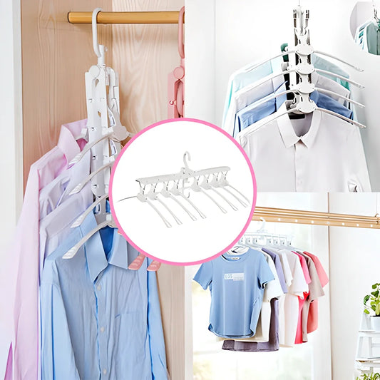 Collapsible 8-in-1 Space-Saving Wardrobe Hanger - Organise your clothes with this versatile and efficient hanger