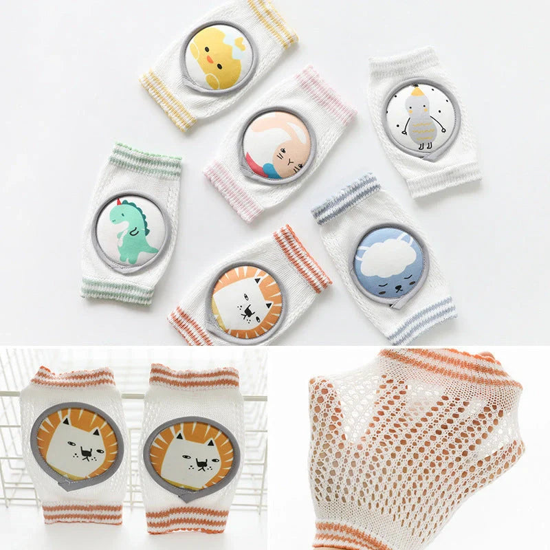 Breathable children's knee pads with cartoon animal designs for crawling protection