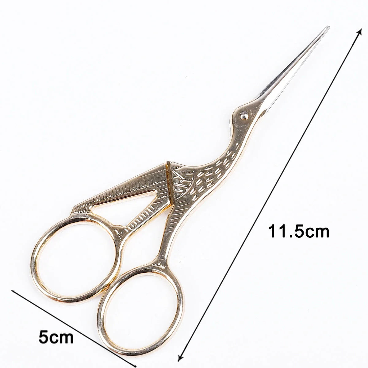 Elegant crane-shaped embroidery scissors crafted from premium stainless steel for precise, effortless cutting