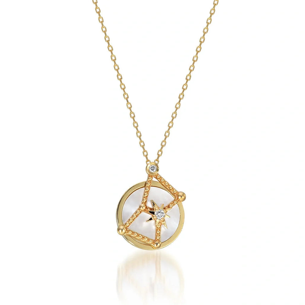 Christmas Big Dipper and Orion Necklaces in 925 Silver with Natural White Shell Pendant