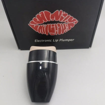 Black and white electric silicone lip plumper with 3-speed adjustment and USB charging cable