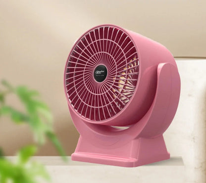 Desktop Mini Mute Household Heater in white and pink, compact size with fast heating