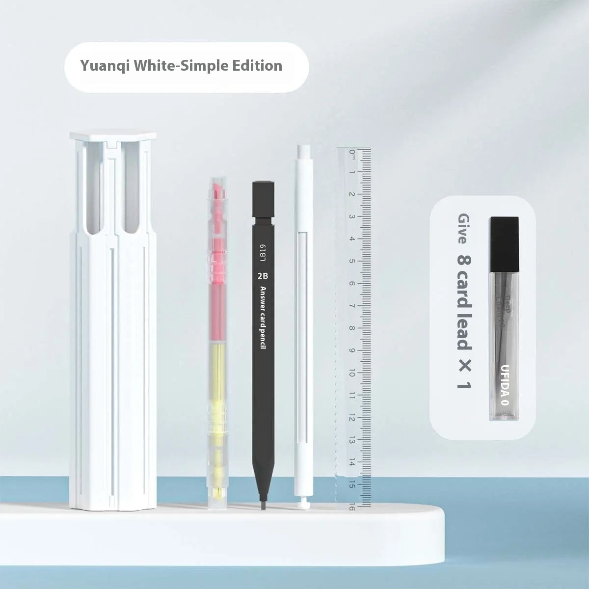 Portable pressing pen pencil box kit with plastic case containing pens in vigorous white, sky blue, or girl pink colour