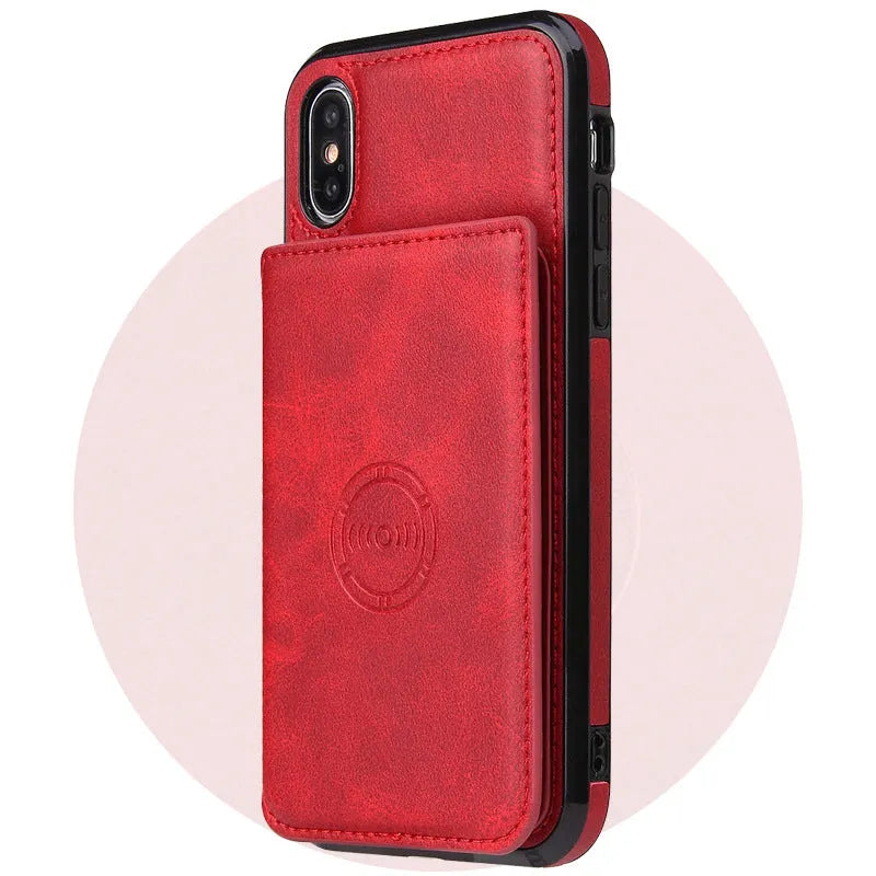 Card wallet leather case for iPhone 11 in multiple colours showing card slot and slim design