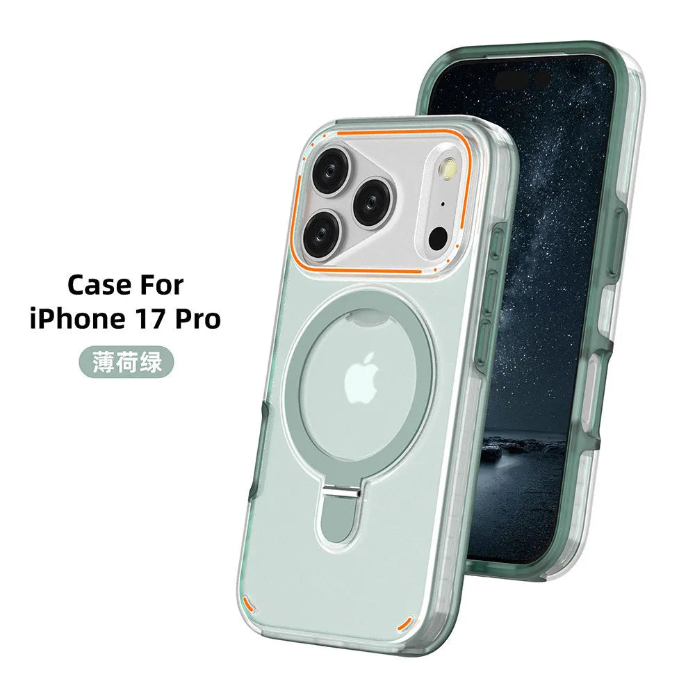 Magnetic phone case for iPhone 17 in sapphire blue, back cover with vehicle navigation support