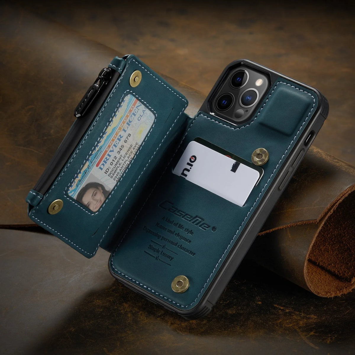 Mobile phone case with anti-theft holster in black, brown, coffee, wine red and blue colour options