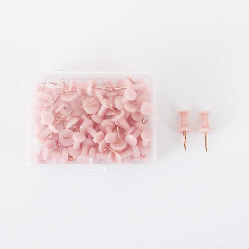50-piece Creative Morandi colour push pin set with green, grey, pink, and mixed options