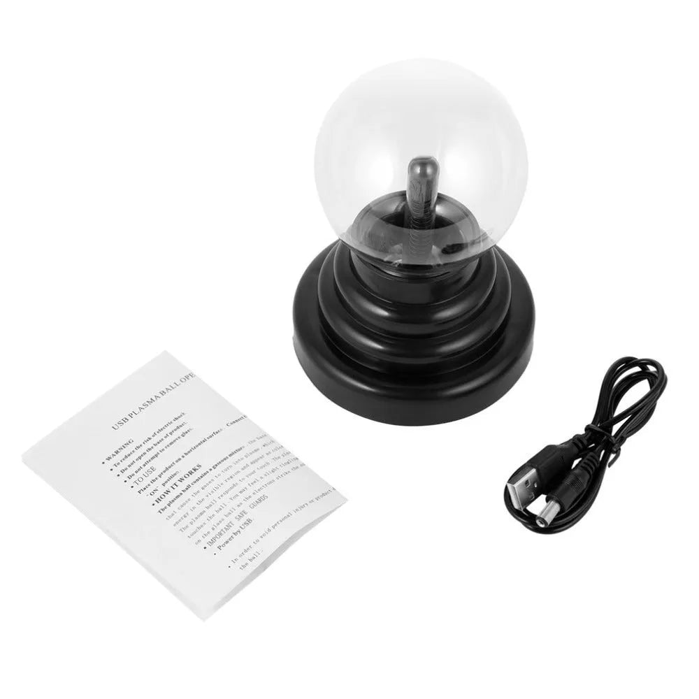 Colourful USB magic ball light with 7.62 cm glass sphere on ABS base