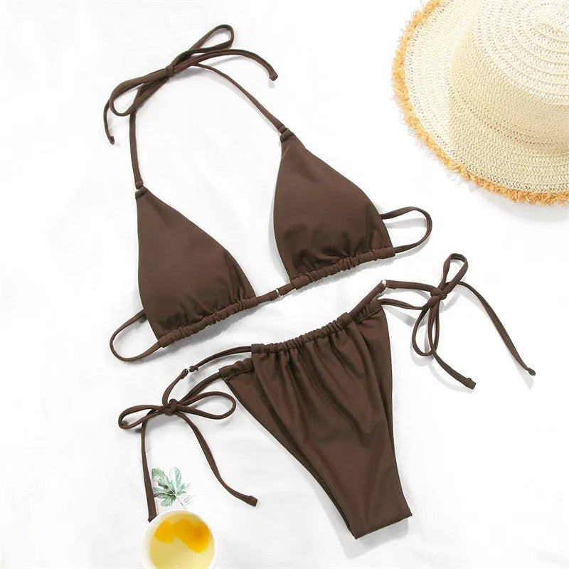 Women's polka dot print split bikini swimsuit set in multiple colour options