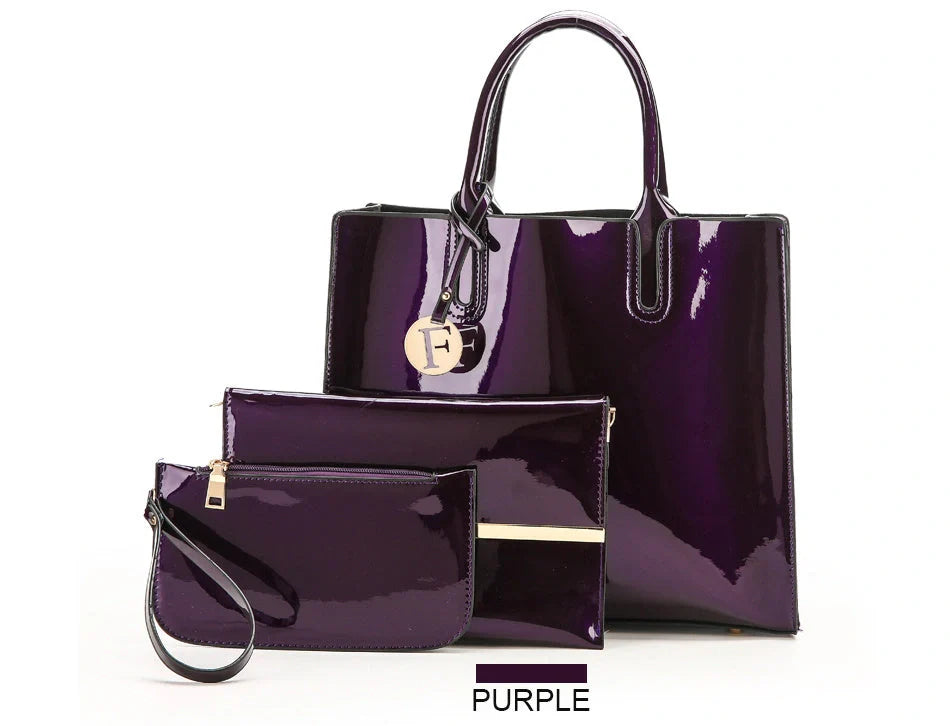 3 Sets Leather Handbags in various colours with zipper closure and cell phone pocket