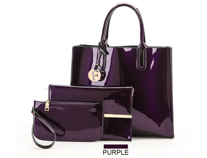 3 Sets Leather Handbags in various colours with zipper closure and cell phone pocket
