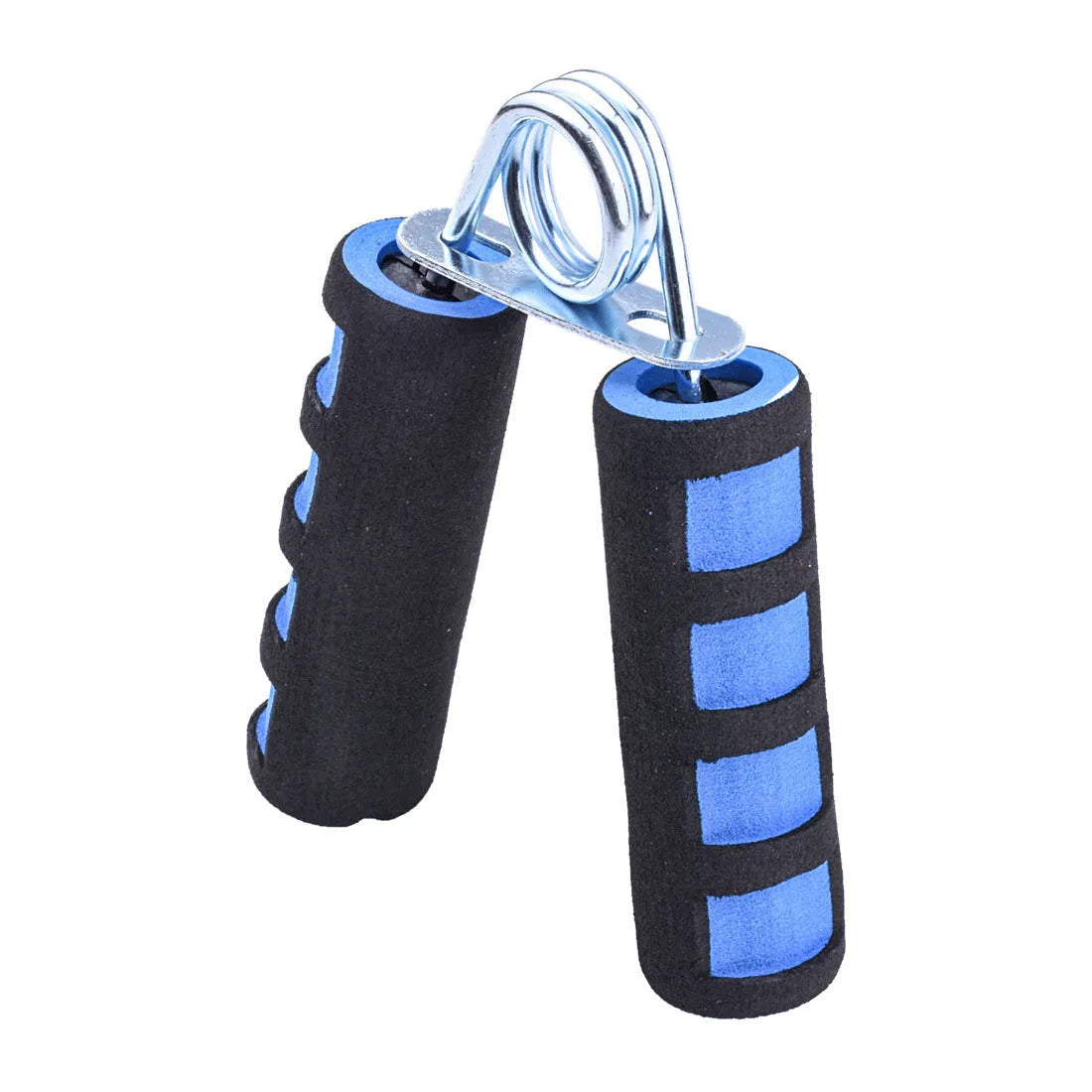Hand grip strengthener with steel wire springs, sponge foam grip, 4.5cm, in Black gray, Black Blue, Black Red, Blue thread, or Dark green.