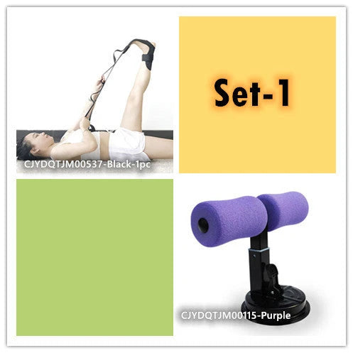Compact sit-up strength trainer with steel springs and foam padding for home fitness