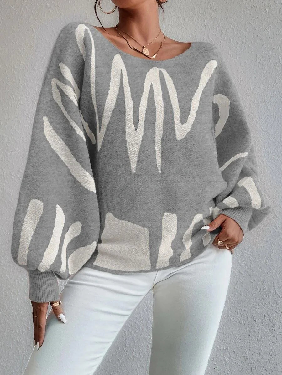 Stylish women's lantern-sleeve pullover sweater in various colours