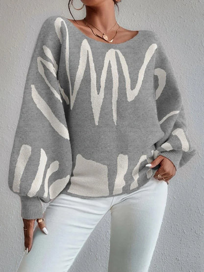 Stylish women's lantern-sleeve pullover sweater in various colours