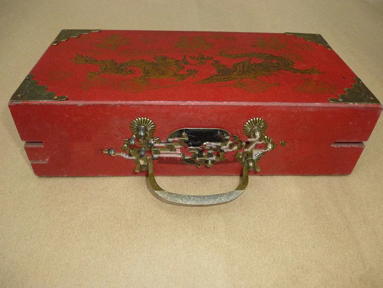 Handcrafted antique terracotta chess set with folding wooden board and polymer resin pieces