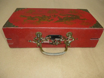 Handcrafted antique terracotta chess set with folding wooden board and polymer resin pieces