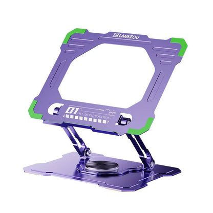 Carbon steel folding rotating notebook bracket, 260 x 220 x 46mm, for tablet and laptop desks